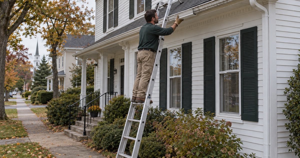 A new gutter profile being held against the old one to match it on an older house in Eatontown’s historic district.